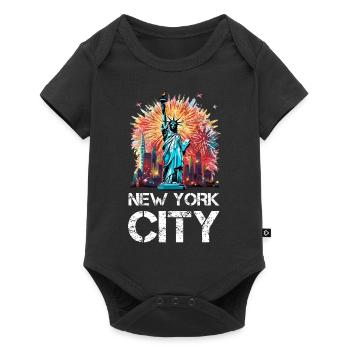 Happy New Year with fireworks in New York - Baby Premium short-sleeve bodysuit - black - Front