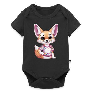 Renard du désert fennec kawaii avec des cœurs colorés - Body à manches courtes Premium Bébé - noir - Devant