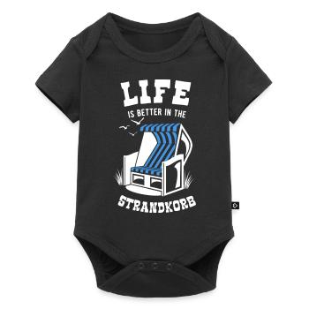 La vie est meilleure dans le Strandkorb - Vacances - Mer - Body à manches courtes Premium Bébé - noir - Devant