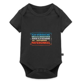 Patenonkel Familie Taufpate Geschenk - Baby Premium Kurzarmbody - Schwarz - Vorne