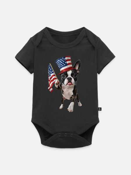 Boston Terrier - Baby Premium Kurzarmbody - Schwarz