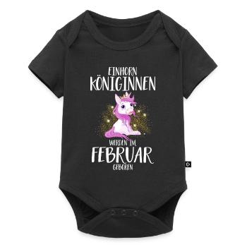 EINHORN KÖNIGINNEN WERDEN IM FEBRUAR GEBOREN - Baby Premium Kurzarmbody - Schwarz - Vorne