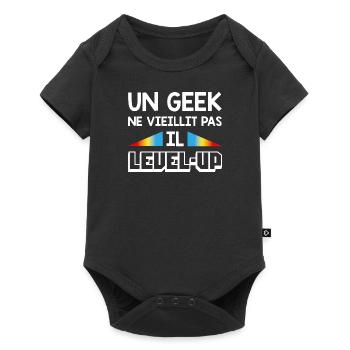 Un geek ne vieillit pas, il level-up - Body à manches courtes Premium Bébé - noir - Devant