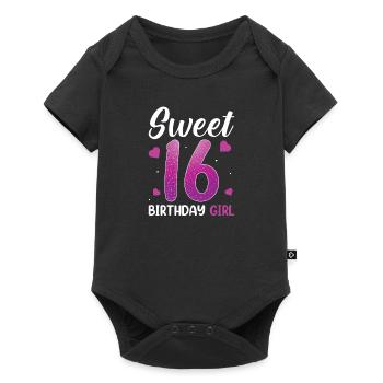 Sweet 16 ANNIVERSAIRE FILLE - Body à manches courtes Premium Bébé - noir - Devant