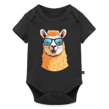 Alpaca with sunglasses - Baby Premium short-sleeve bodysuit - black - Front