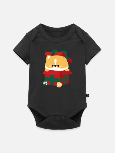 Corgi Weihnachtsgeschenk - Baby Premium Kurzarmbody - Schwarz