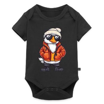 Gans Cool Comic - Baby Premium Kurzarmbody - Schwarz - Vorne