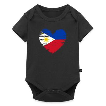 Manteau drapeau drapeau Philippines coeur - Body à manches courtes Premium Bébé - noir - Devant