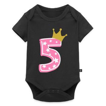 5 Couronne 5ème anniversaire 5 ans - Body à manches courtes Premium Bébé - noir - Devant