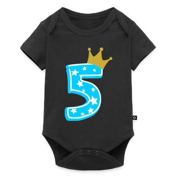 5 crown 5th birthday 5 years - Baby Premium short-sleeve bodysuit - black - Front