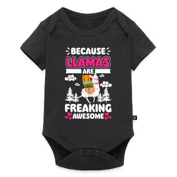 Lama Laine animale de ferme - Body à manches courtes Premium Bébé - noir - Devant