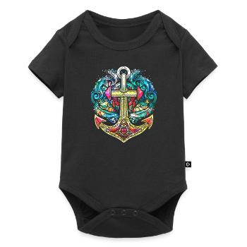 Anchor, Retro, Sea, Maritime, Tattoo Style, Symbol - Baby Premium short-sleeve bodysuit - black - Front