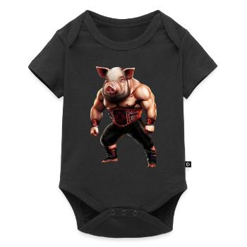 Wrestler Pig - Baby Premium short-sleeve bodysuit - black - Front