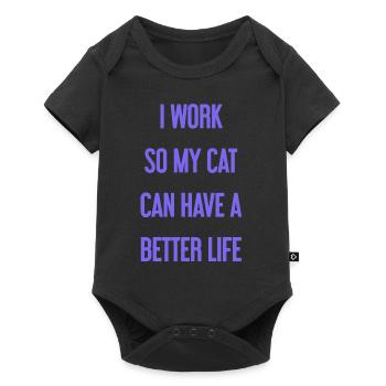 Je travaille pour une meilleure vie de chat ! - Body à manches courtes Premium Bébé - noir - Devant