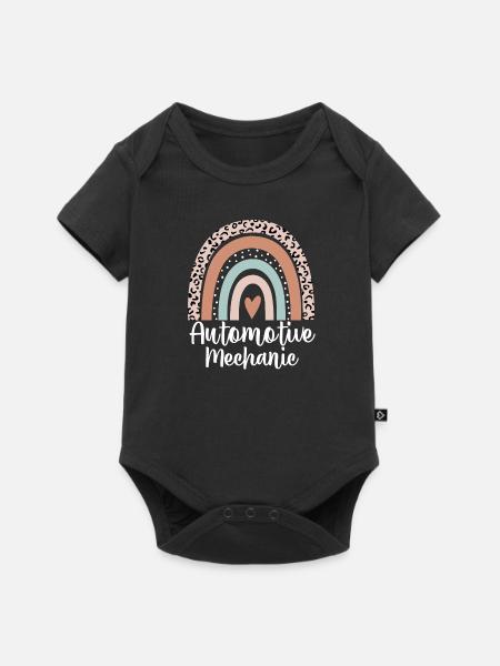 Automotive Mechanic Rainbow Leopard Heart - Baby Premium short-sleeve bodysuit - black