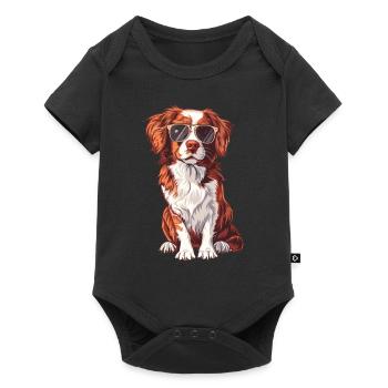 Epagneul Breton, Chien breton, chien, lunettes de soleil - Body à manches courtes Premium Bébé - noir - Devant