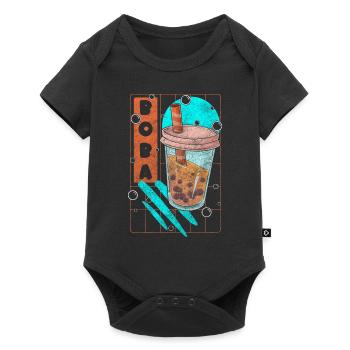 Boba Tea Perle Lait Saveur Coloré - Body à manches courtes Premium Bébé - noir - Devant