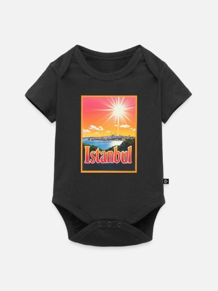 Retroglow Istanbul – Türkei Stadtbild Design - Baby Premium Kurzarmbody - Schwarz