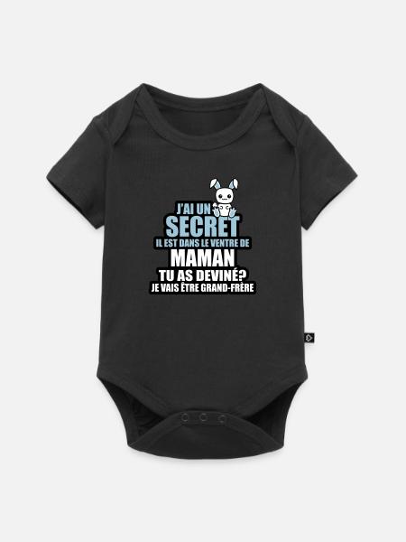 j'ai un secret je vais être grand-frère - Body à manches courtes Premium Bébé - noir