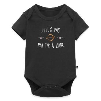 J'peux pas j'ai tir à l'arc - Body à manches courtes Premium Bébé - noir - Devant