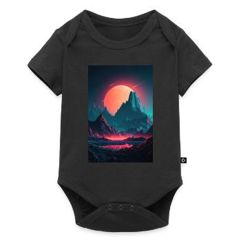 Eine Synthwave Retrowave Sinfonie in den Bergen - Baby Premium Kurzarmbody - Schwarz - Vorne