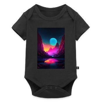 Mountain Glow: Synthwave Vibes in Alpine Serenity - Baby Premium Kurzarmbody - Schwarz - Vorne