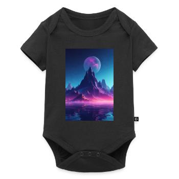 Retro Bergmelodie: Eine Synthwave Ode an der See - Baby Premium Kurzarmbody - Schwarz - Vorne