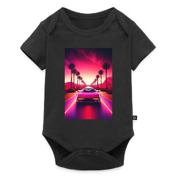 Retro Racer: A Synthwave Cruise through Time - Baby Premium Kurzarmbody - Schwarz - Vorne