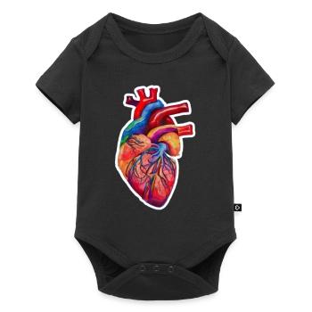 Human Heart Watercolor style - Baby Premium short-sleeve bodysuit - black - Front
