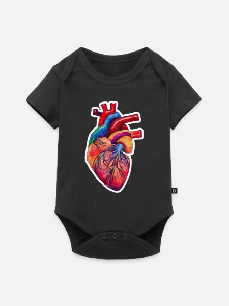 Menschliches Herz Aquarellstil - Baby Premium Kurzarmbody - Schwarz