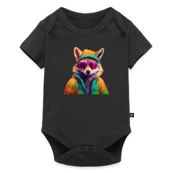 Fox with Sunglasses Colorful Cool Foxes Forest Animal - Baby Premium short-sleeve bodysuit - black - Front