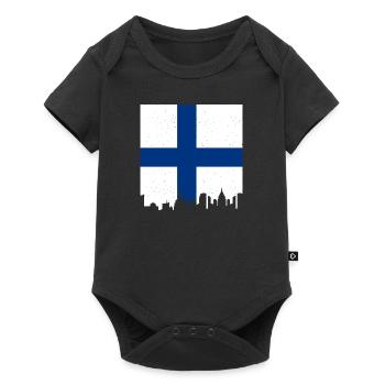 Finnland Flagge Suomi Finnische Fahne Used Look - Baby Premium Kurzarmbody - Schwarz - Vorne