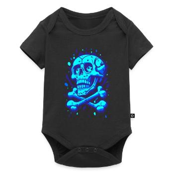 Graffiti Pirate Crâne Bleu - Body à manches courtes Premium Bébé - noir - Devant