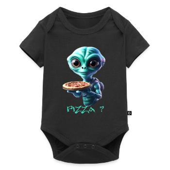 An alien is delivering pizza - Baby Premium short-sleeve bodysuit - black - Front