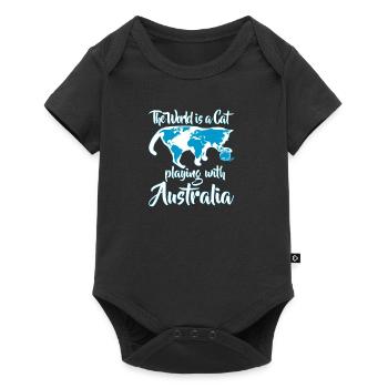 Chat drôle joue avec le cadeau du monde Australie - Body à manches courtes Premium Bébé - noir - Devant