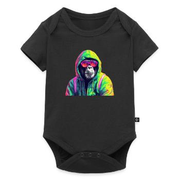 Chimpanzee with Sunglasses Colorful Cool Monkey - Baby Premium short-sleeve bodysuit - black - Front