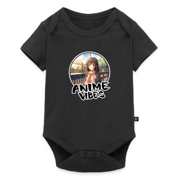 Jolie fille d’anime à la gare - chemise d’anime - Body à manches courtes Premium Bébé - noir - Devant