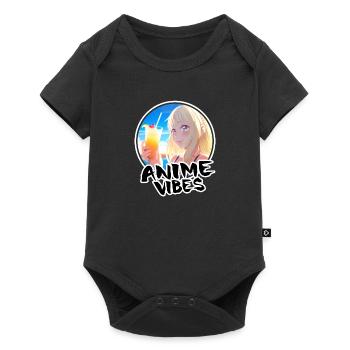 Jolie fille d’anime en vacances - Chemise d’anime - Body à manches courtes Premium Bébé - noir - Devant