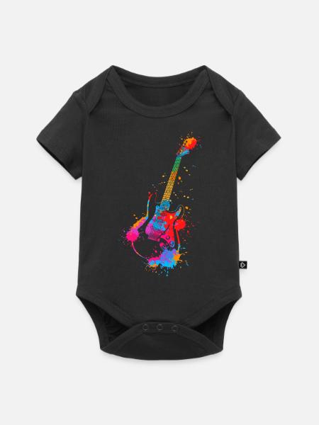 Gitarre Splash Bunt E-Gitarrist Musik Band - Baby Premium Kurzarmbody - Schwarz