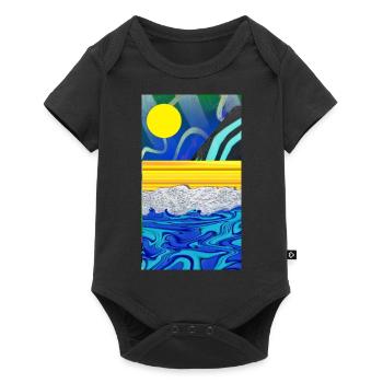 mer, sable, ciel, paysage de graffitis solaires - Body à manches courtes Premium Bébé - noir - Devant