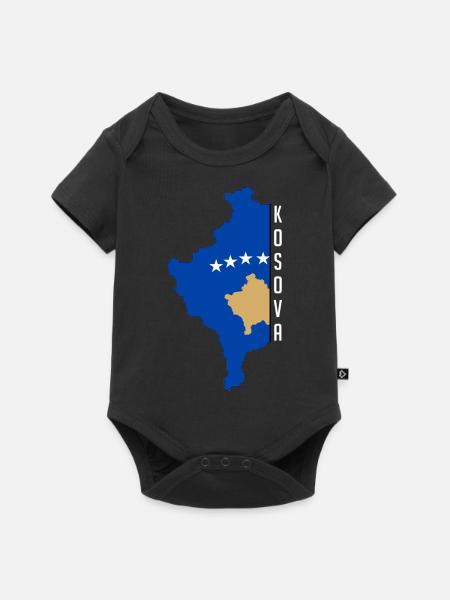 Kosova Schriftzug mit Länderflagge - Baby Premium Kurzarmbody - Schwarz