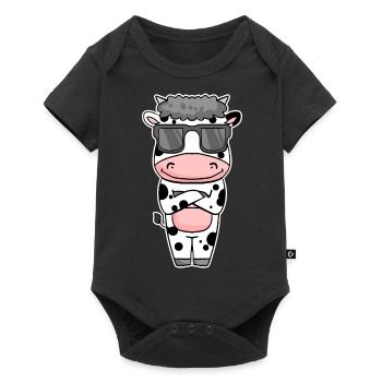cool cow with sunglasses - Baby Premium short-sleeve bodysuit - black - Front