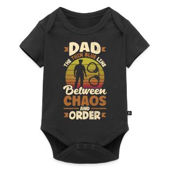 Dad the Protector Father's Day Design for - Baby Premium Kurzarmbody - Schwarz - Vorne