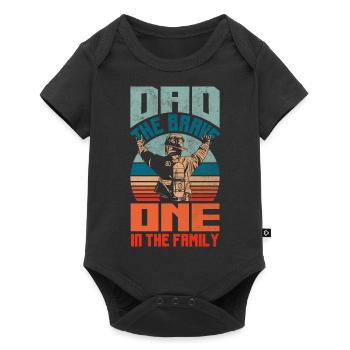 Papa Le Brave dans la famille Pompiers - Body à manches courtes Premium Bébé - noir - Devant