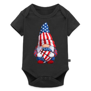 Basketball Gnome 4th of July US Flag for Boys Kids - Baby Premium short-sleeve bodysuit - black - Front