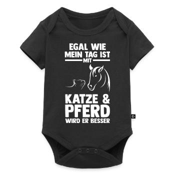 Katzen Pferdeliebhaber Katzenliebhaber Pferde - Baby Premium Kurzarmbody - Schwarz - Vorne