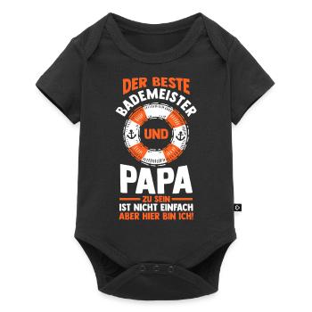 Rettungsschwimmer Vater Papa Bademeister - Baby Premium Kurzarmbody - Schwarz - Vorne