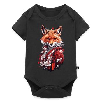 Magic Fox & Cherry Blossoms Japanese Aesthetics - Baby Premium short-sleeve bodysuit - black - Front