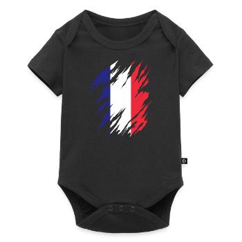Drapeau de la France Look en détresse Drapeau français - Body à manches courtes Premium Bébé - noir - Devant