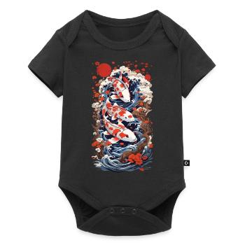 Ukiyo-E Koi carpe Art rétro Japon Design Style - Body à manches courtes Premium Bébé - noir - Devant